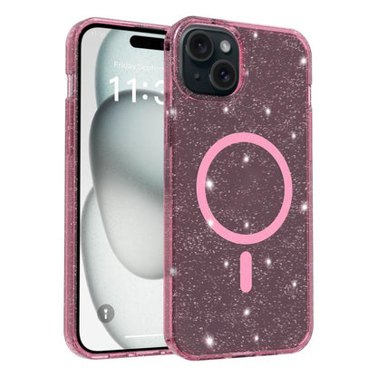 Clear Glitter Magnetic PC Hybrid TPU Phone Case, For iPhone 15 Pro Max, For iPhone 15 Pro, For iPhone 15 Plus / 14 Plus, For iPhone 15, For iPhone 14 / 13, For iPhone 14 Pro, For iPhone 14 Pro Max, For iPhone 13 Pro Max