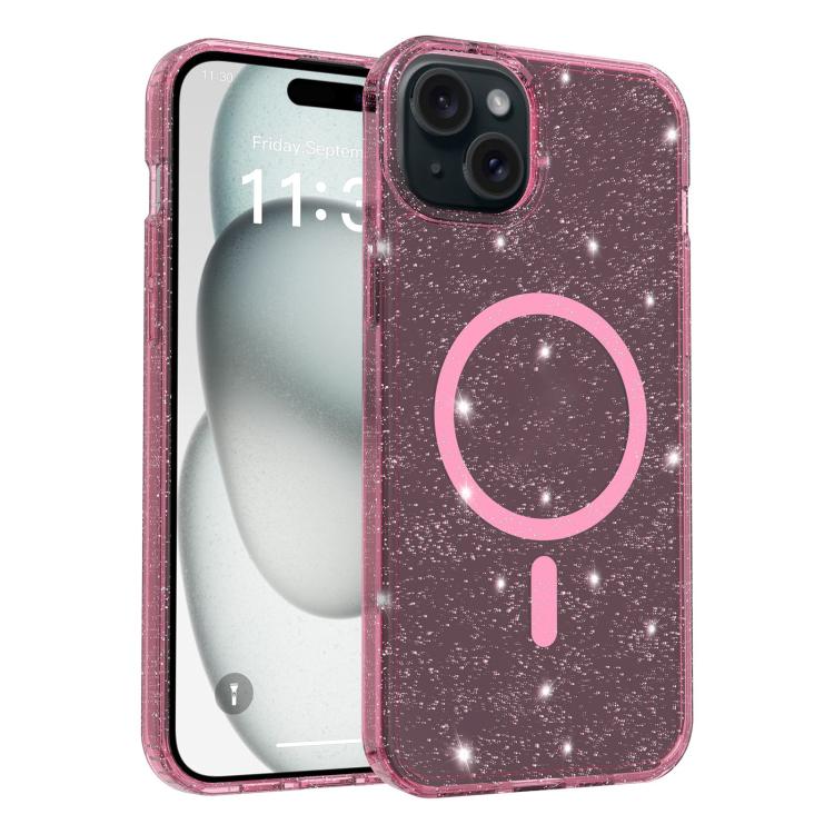 Clear Glitter Magnetic PC Hybrid TPU Phone Case, For iPhone 15 Pro Max, For iPhone 15 Pro, For iPhone 15 Plus / 14 Plus, For iPhone 15, For iPhone 14 / 13, For iPhone 14 Pro, For iPhone 14 Pro Max, For iPhone 13 Pro Max