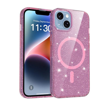 Clear Glitter Magnetic PC Hybrid TPU Phone Case, For iPhone 15 Pro Max, For iPhone 15 Pro, For iPhone 15 Plus / 14 Plus, For iPhone 15, For iPhone 14 / 13, For iPhone 14 Pro, For iPhone 14 Pro Max, For iPhone 13 Pro Max