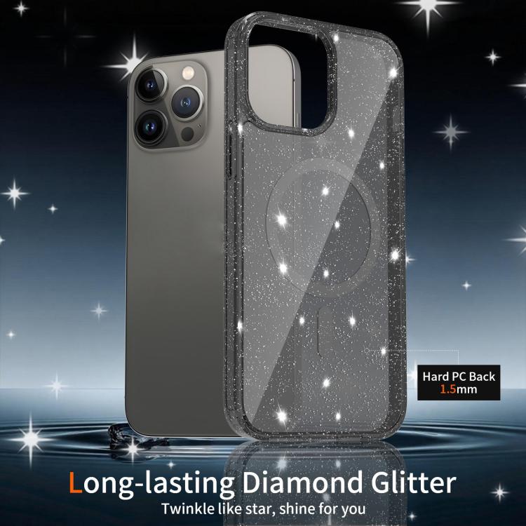 Clear Glitter Magnetic PC Hybrid TPU Phone Case, For iPhone 13 Pro, For iPhone 12, For iPhone 12 Pro Max, For iPhone 12 Pro