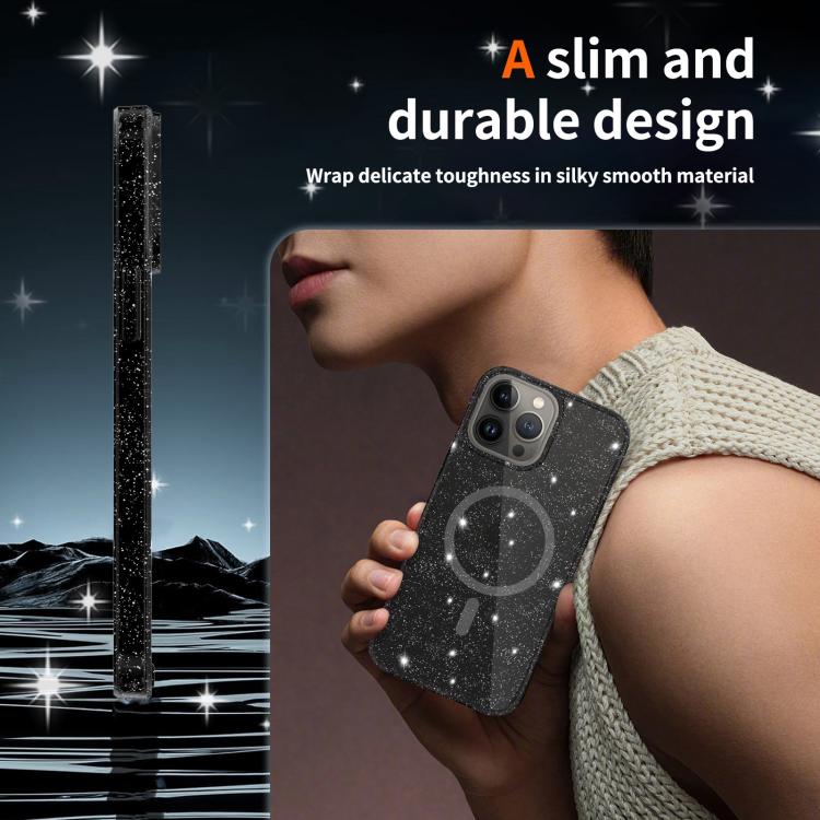 Clear Glitter Magnetic PC Hybrid TPU Phone Case, For iPhone 13 Pro, For iPhone 12, For iPhone 12 Pro Max, For iPhone 12 Pro