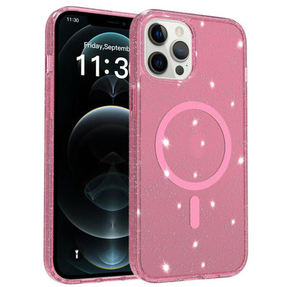 Clear Glitter Magnetic PC Hybrid TPU Phone Case, For iPhone 13 Pro, For iPhone 12, For iPhone 12 Pro Max, For iPhone 12 Pro
