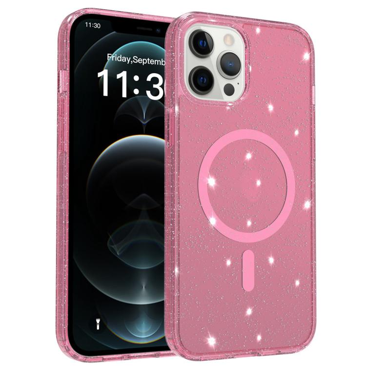 Clear Glitter Magnetic PC Hybrid TPU Phone Case, For iPhone 13 Pro, For iPhone 12, For iPhone 12 Pro Max, For iPhone 12 Pro