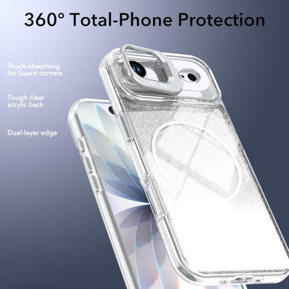 Glitter Gradient Magnetic Lens Frame Holder Phone Case, For iPhone Air, For iPhone 16 Pro Max, For iPhone 16 Pro, For iPhone 16 Plus