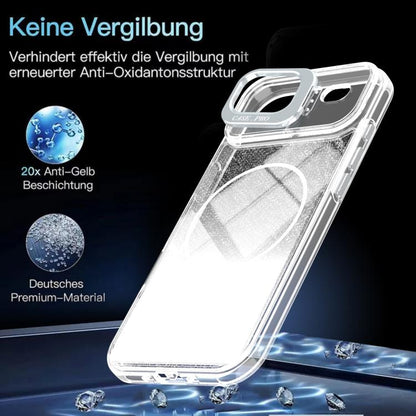 Glitter Gradient Magnetic Lens Frame Holder Phone Case, For iPhone Air, For iPhone 16 Pro Max, For iPhone 16 Pro, For iPhone 16 Plus