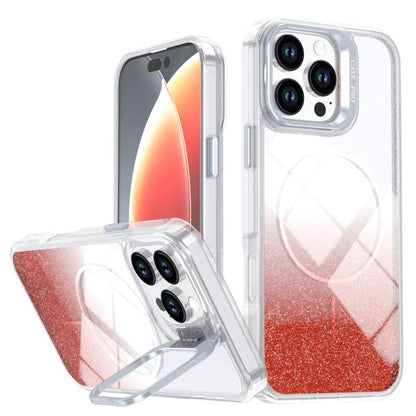 Glitter Gradient Magnetic Lens Frame Holder Phone Case, For iPhone Air, For iPhone 16 Pro Max, For iPhone 16 Pro, For iPhone 16 Plus