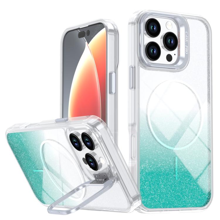 Glitter Gradient Magnetic Lens Frame Holder Phone Case, For iPhone Air, For iPhone 16 Pro Max, For iPhone 16 Pro, For iPhone 16 Plus
