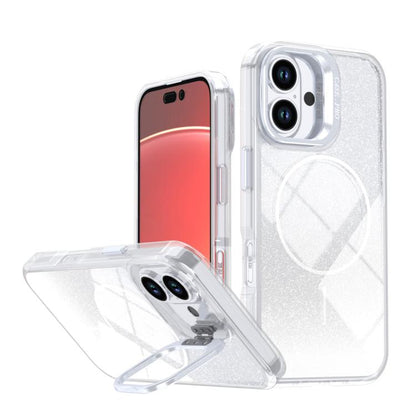 Glitter Gradient Magnetic Lens Frame Holder Phone Case, For iPhone 16, For iPhone 15 Pro Max, For iPhone 15 Pro, For iPhone 15 Plus