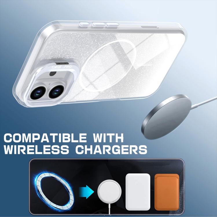 Glitter Gradient Magnetic Lens Frame Holder Phone Case, For iPhone 16, For iPhone 15 Pro Max, For iPhone 15 Pro, For iPhone 15 Plus