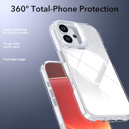 Glitter Gradient Magnetic Lens Frame Holder Phone Case, For iPhone 16, For iPhone 15 Pro Max, For iPhone 15 Pro, For iPhone 15 Plus