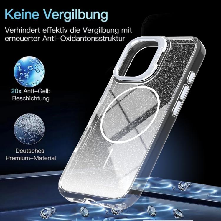 Glitter Gradient Magnetic Lens Frame Holder Phone Case, For iPhone 16, For iPhone 15 Pro Max, For iPhone 15 Pro, For iPhone 15 Plus