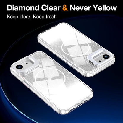 Glitter Gradient Magnetic Lens Frame Holder Phone Case, For iPhone 17e / 16e, For iPhone 17 Pro Max, For iPhone 17 Pro, For iPhone 17