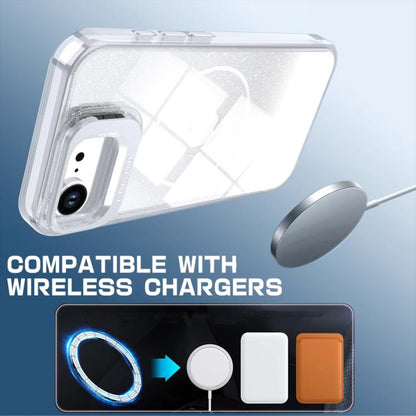 Glitter Gradient Magnetic Lens Frame Holder Phone Case, For iPhone 17e / 16e, For iPhone 17 Pro Max, For iPhone 17 Pro, For iPhone 17