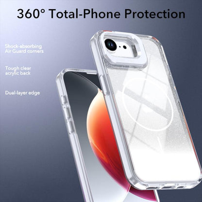 Glitter Gradient Magnetic Lens Frame Holder Phone Case, For iPhone 17e / 16e, For iPhone 17 Pro Max, For iPhone 17 Pro, For iPhone 17