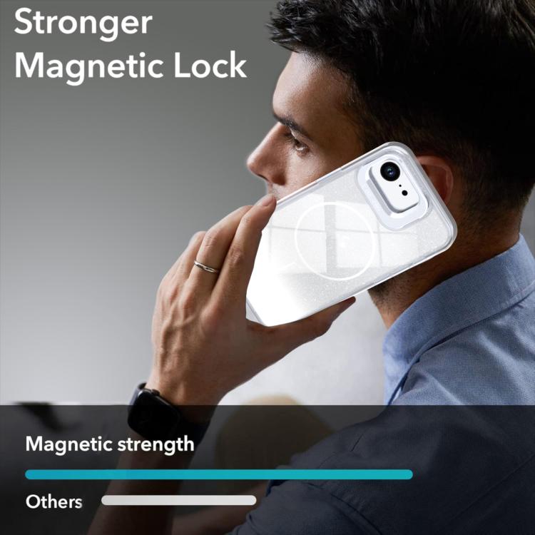 Glitter Gradient Magnetic Lens Frame Holder Phone Case, For iPhone 17e / 16e, For iPhone 17 Pro Max, For iPhone 17 Pro, For iPhone 17
