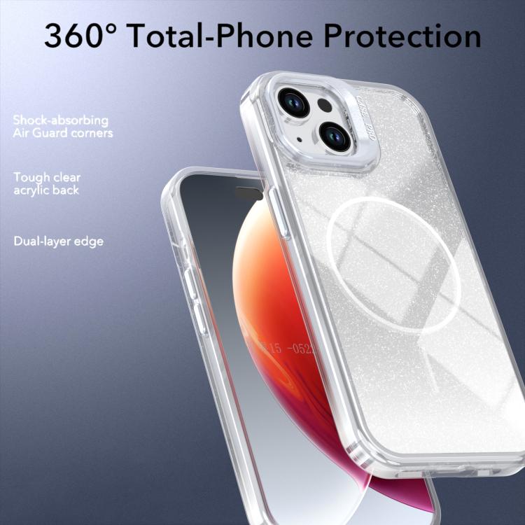 Glitter Gradient Magnetic Lens Frame Holder Phone Case, For iPhone 15, For iPhone 14 Plus, For iPhone 14 / 13, For iPhone 14 Pro