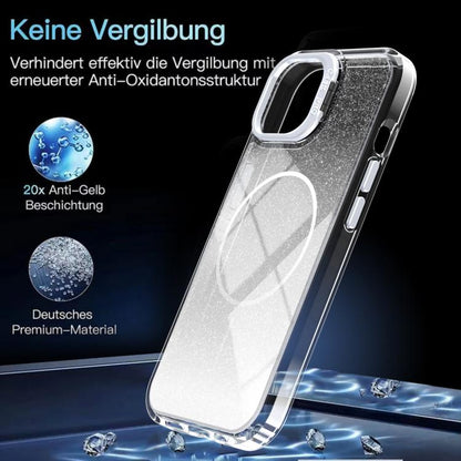Glitter Gradient Magnetic Lens Frame Holder Phone Case, For iPhone 15, For iPhone 14 Plus, For iPhone 14 / 13, For iPhone 14 Pro