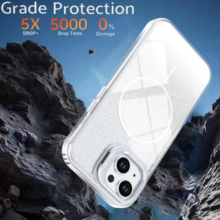 Glitter Gradient Magnetic Lens Frame Holder Phone Case, For iPhone 15, For iPhone 14 Plus, For iPhone 14 / 13, For iPhone 14 Pro