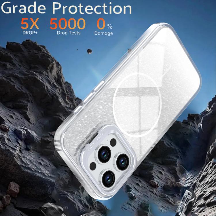 Glitter Gradient Magnetic Lens Frame Holder Phone Case, For iPhone 14 Pro Max, For iPhone 13 Pro Max, For iPhone 13 Pro