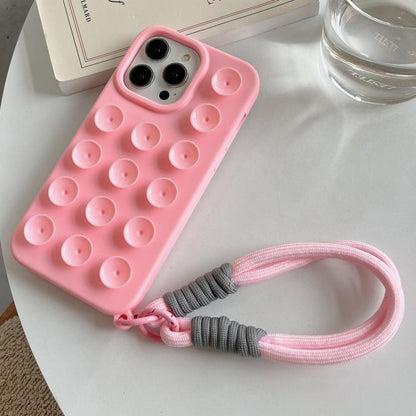 Simple Suction Cup Silicone Phone Case with Lanyard, For iPhone 16 Pro Max, For iPhone 16 Pro, For iPhone 16 Plus, For iPhone 16