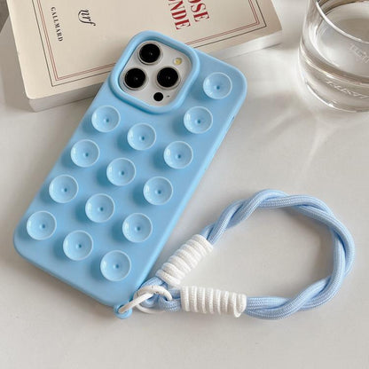 Simple Suction Cup Silicone Phone Case with Lanyard, For iPhone 16 Pro Max, For iPhone 16 Pro, For iPhone 16 Plus, For iPhone 16