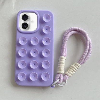 Simple Suction Cup Silicone Phone Case with Lanyard, For iPhone 16 Pro Max, For iPhone 16 Pro, For iPhone 16 Plus, For iPhone 16