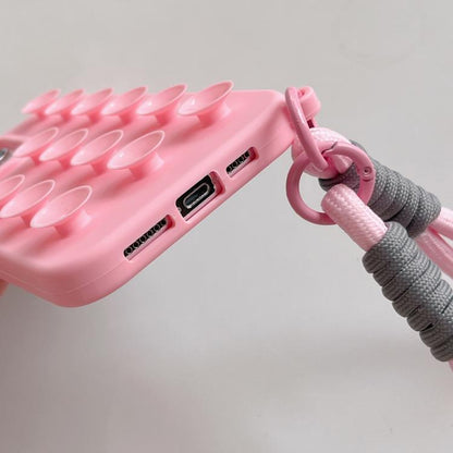 Simple Suction Cup Silicone Phone Case with Lanyard, For iPhone 16 Pro Max, For iPhone 16 Pro, For iPhone 16 Plus, For iPhone 16