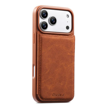 ESEBLE Retro Texture Double Buckle Card Slot Phone Case, For iPhone 17e / 16e, For iPhone 17 Pro Max, For iPhone 17 Pro, For iPhone 17, For iPhone Air, For iPhone 16 Pro Max, For iPhone 16 Pro, For iPhone 16