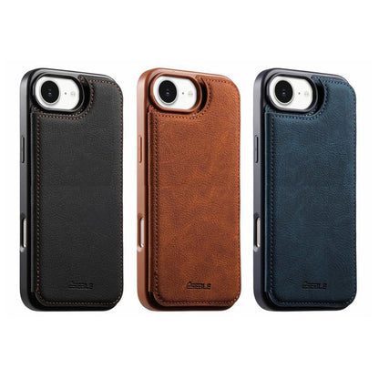 ESEBLE Retro Texture Double Buckle Card Slot Phone Case, For iPhone 17e / 16e, For iPhone 17 Pro Max, For iPhone 17 Pro, For iPhone 17, For iPhone Air, For iPhone 16 Pro Max, For iPhone 16 Pro, For iPhone 16