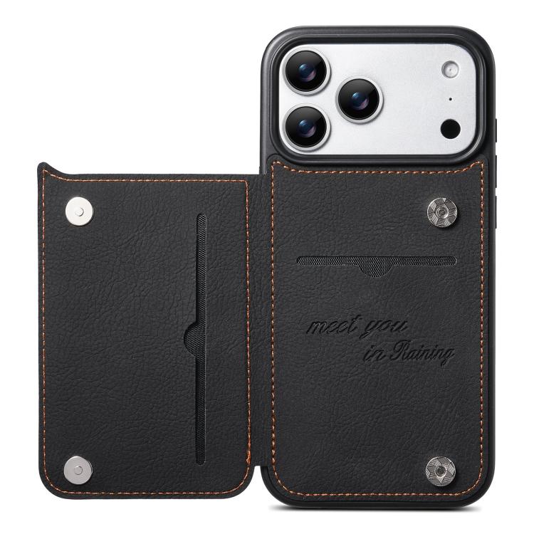 ESEBLE Retro Texture Double Buckle Card Slot Phone Case, For iPhone 17e / 16e, For iPhone 17 Pro Max, For iPhone 17 Pro, For iPhone 17, For iPhone Air, For iPhone 16 Pro Max, For iPhone 16 Pro, For iPhone 16