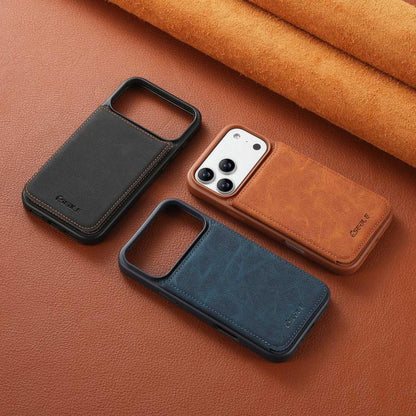 ESEBLE Retro Texture Double Buckle Card Slot Phone Case, For iPhone 17e / 16e, For iPhone 17 Pro Max, For iPhone 17 Pro, For iPhone 17, For iPhone Air, For iPhone 16 Pro Max, For iPhone 16 Pro, For iPhone 16