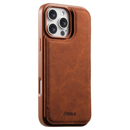 ESEBLE Retro Texture Double Buckle Card Slot Phone Case, For iPhone 17e / 16e, For iPhone 17 Pro Max, For iPhone 17 Pro, For iPhone 17, For iPhone Air, For iPhone 16 Pro Max, For iPhone 16 Pro, For iPhone 16