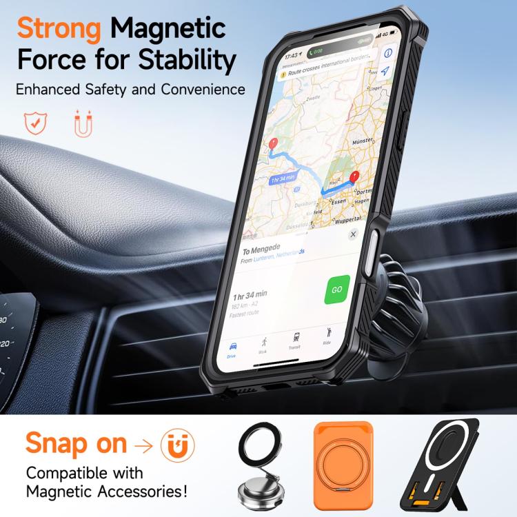 Hidden Metal Holder Magnetic Shockproof Phone Case, For iPhone 17 Pro Max, For iPhone 17 Pro, For iPhone 17, For iPhone Air