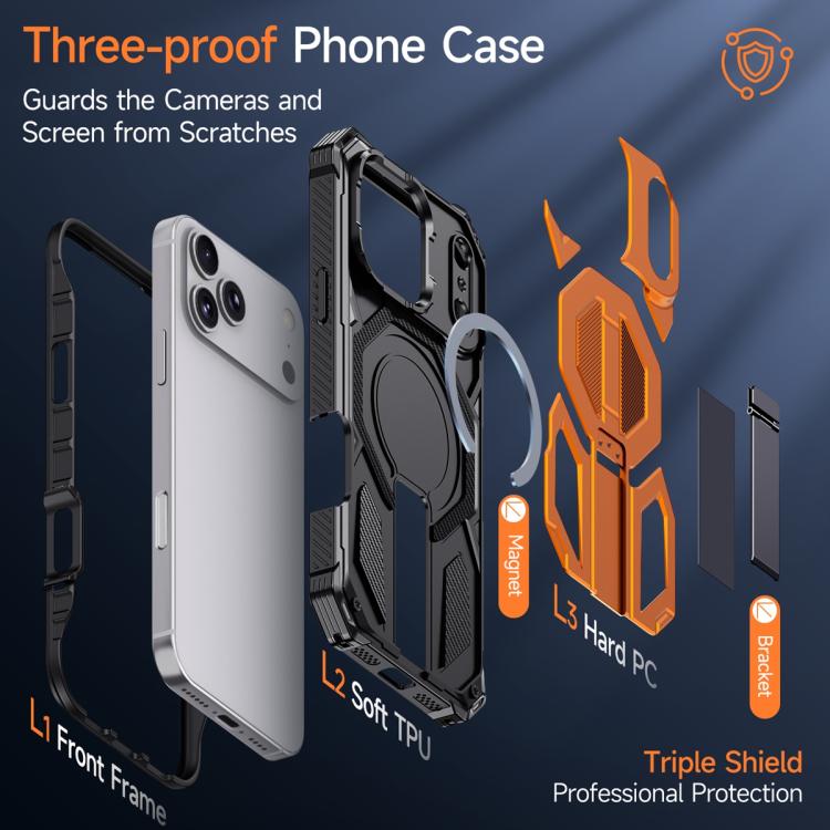 Hidden Metal Holder Magnetic Shockproof Phone Case, For iPhone 17 Pro Max, For iPhone 17 Pro, For iPhone 17, For iPhone Air
