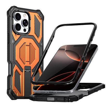 Hidden Metal Holder Magnetic Shockproof Phone Case, For iPhone 16 Pro Max, For iPhone 16 Pro, For iPhone 16 Plus, For iPhone 16