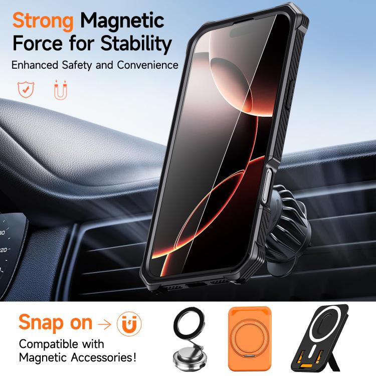 Hidden Metal Holder Magnetic Shockproof Phone Case, For iPhone 16 Pro Max, For iPhone 16 Pro, For iPhone 16 Plus, For iPhone 16