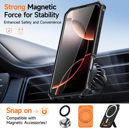 Hidden Metal Holder Magnetic Shockproof Phone Case, For iPhone 16 Pro Max, For iPhone 16 Pro, For iPhone 16 Plus, For iPhone 16
