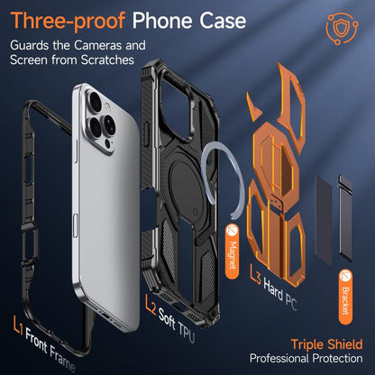 Hidden Metal Holder Magnetic Shockproof Phone Case, For iPhone 16 Pro Max, For iPhone 16 Pro, For iPhone 16 Plus, For iPhone 16