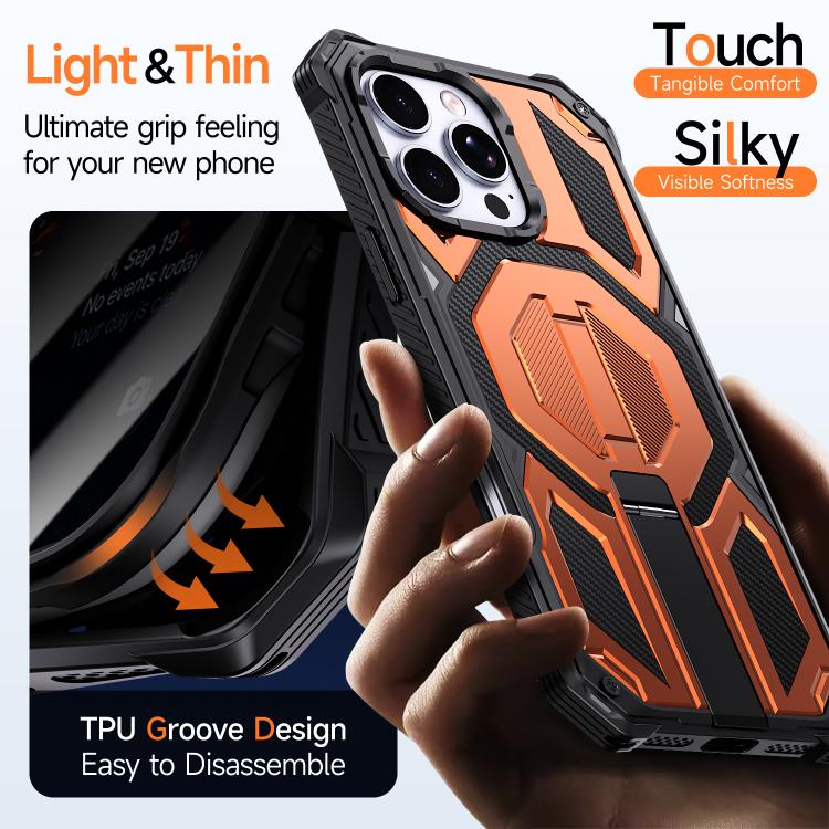 Hidden Metal Holder Magnetic Shockproof Phone Case, For iPhone 16 Pro Max, For iPhone 16 Pro, For iPhone 16 Plus, For iPhone 16