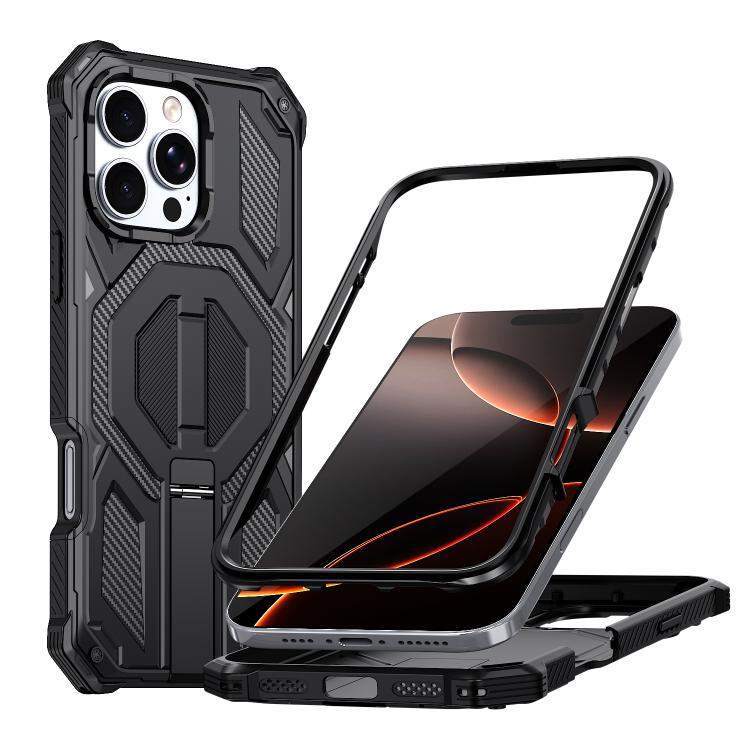 Hidden Metal Holder Magnetic Shockproof Phone Case, For iPhone 16 Pro Max, For iPhone 16 Pro, For iPhone 16 Plus, For iPhone 16