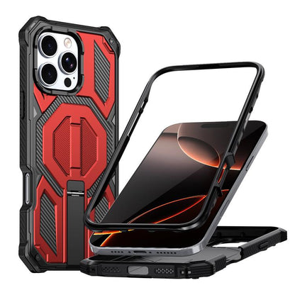 Hidden Metal Holder Magnetic Shockproof Phone Case, For iPhone 16 Pro Max, For iPhone 16 Pro, For iPhone 16 Plus, For iPhone 16