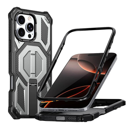 Hidden Metal Holder Magnetic Shockproof Phone Case, For iPhone 16 Pro Max, For iPhone 16 Pro, For iPhone 16 Plus, For iPhone 16