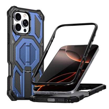 Hidden Metal Holder Magnetic Shockproof Phone Case, For iPhone 16 Pro Max, For iPhone 16 Pro, For iPhone 16 Plus, For iPhone 16