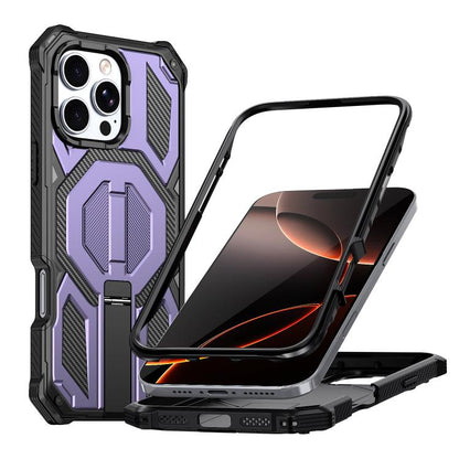 Hidden Metal Holder Magnetic Shockproof Phone Case, For iPhone 16 Pro Max, For iPhone 16 Pro, For iPhone 16 Plus, For iPhone 16