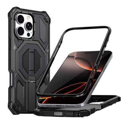 Hidden Metal Holder Magnetic Shockproof Phone Case, For iPhone 16 Pro Max, For iPhone 16 Pro, For iPhone 16 Plus, For iPhone 16