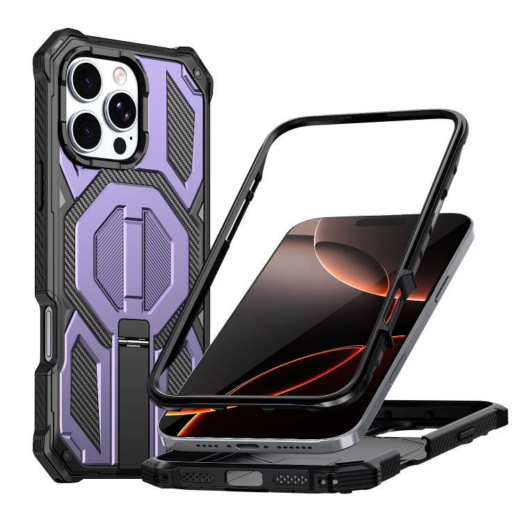 Hidden Metal Holder Magnetic Shockproof Phone Case, For iPhone 16 Pro Max, For iPhone 16 Pro, For iPhone 16 Plus, For iPhone 16