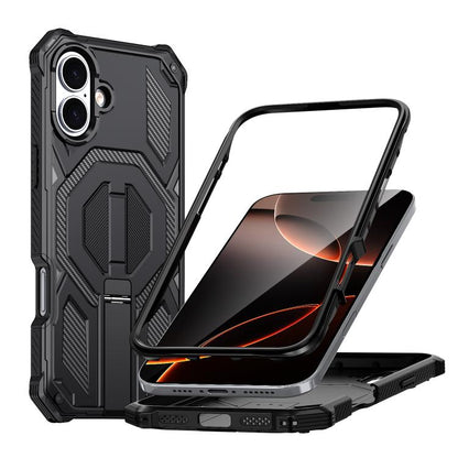 Hidden Metal Holder Magnetic Shockproof Phone Case, For iPhone 16 Pro Max, For iPhone 16 Pro, For iPhone 16 Plus, For iPhone 16