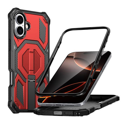 Hidden Metal Holder Magnetic Shockproof Phone Case, For iPhone 16 Pro Max, For iPhone 16 Pro, For iPhone 16 Plus, For iPhone 16