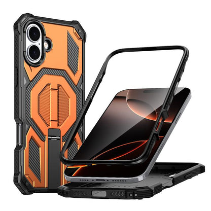 Hidden Metal Holder Magnetic Shockproof Phone Case, For iPhone 16 Pro Max, For iPhone 16 Pro, For iPhone 16 Plus, For iPhone 16