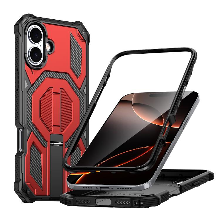 Hidden Metal Holder Magnetic Shockproof Phone Case, For iPhone 16 Pro Max, For iPhone 16 Pro, For iPhone 16 Plus, For iPhone 16